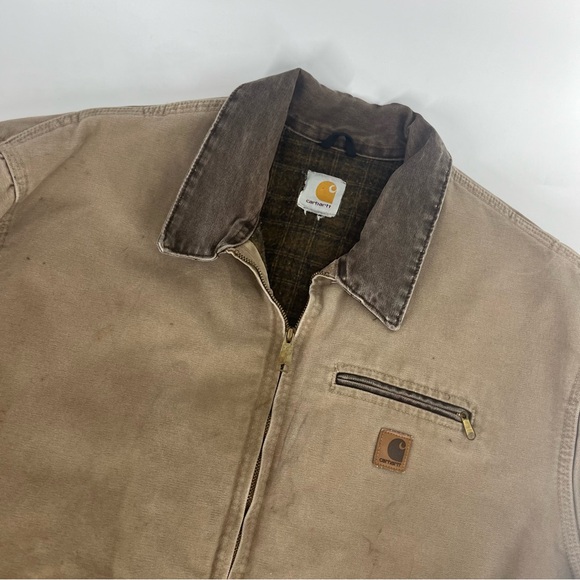 Vintage‎ Carhartt Jacket Mens XL Tan Detroit Workwear Duck Canvas Blanket Lined - Picture 2 of 11